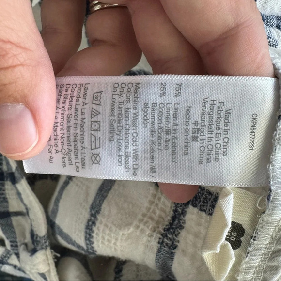 Madewell Linen-Cotton Pleated Mid-Length Shorts in Windowpane Size 12 - Picture 9 of 10